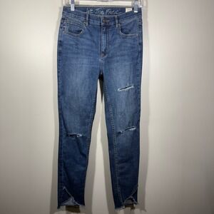 We The Free Women's Size 27‎ Distressed Raw Hem Sunny Skinny Mid Rise Jeans